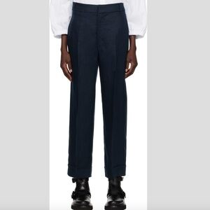 S Max Mara navy trousers cuffed hem